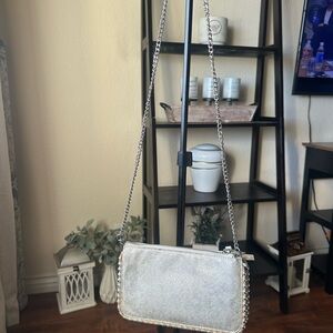Zara Metallic Silver Crossbody Bag